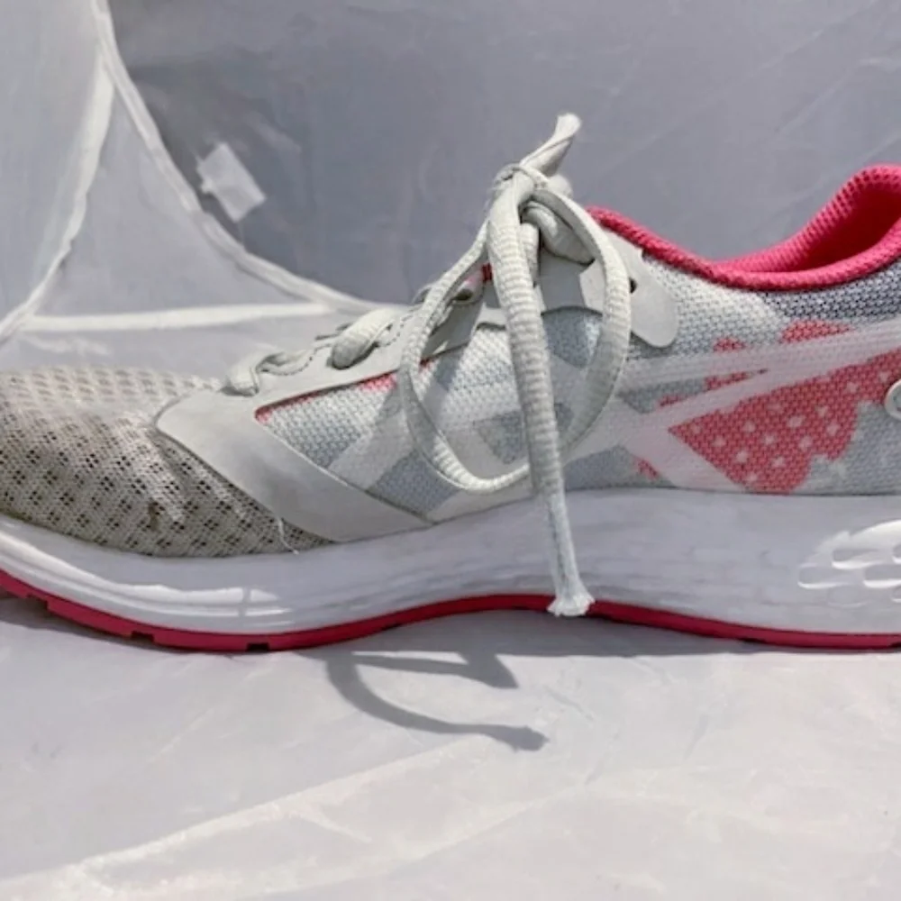 ASICS Patriot 10 Athletic Shoes Pink Grey White Sneakers Girl's 3.5 Amplifoam